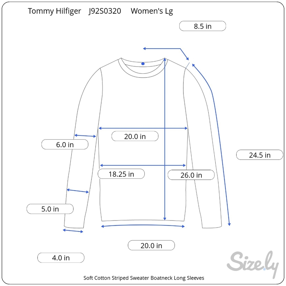 Tommy Hilfiger Cotton Striped Red Blue Pullover Sweater with Logo Women's Size L - Picture 9 of 10